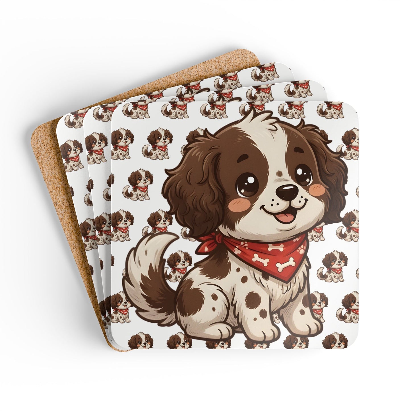 Springer Spaniel Chibi Cork Coaster Set
