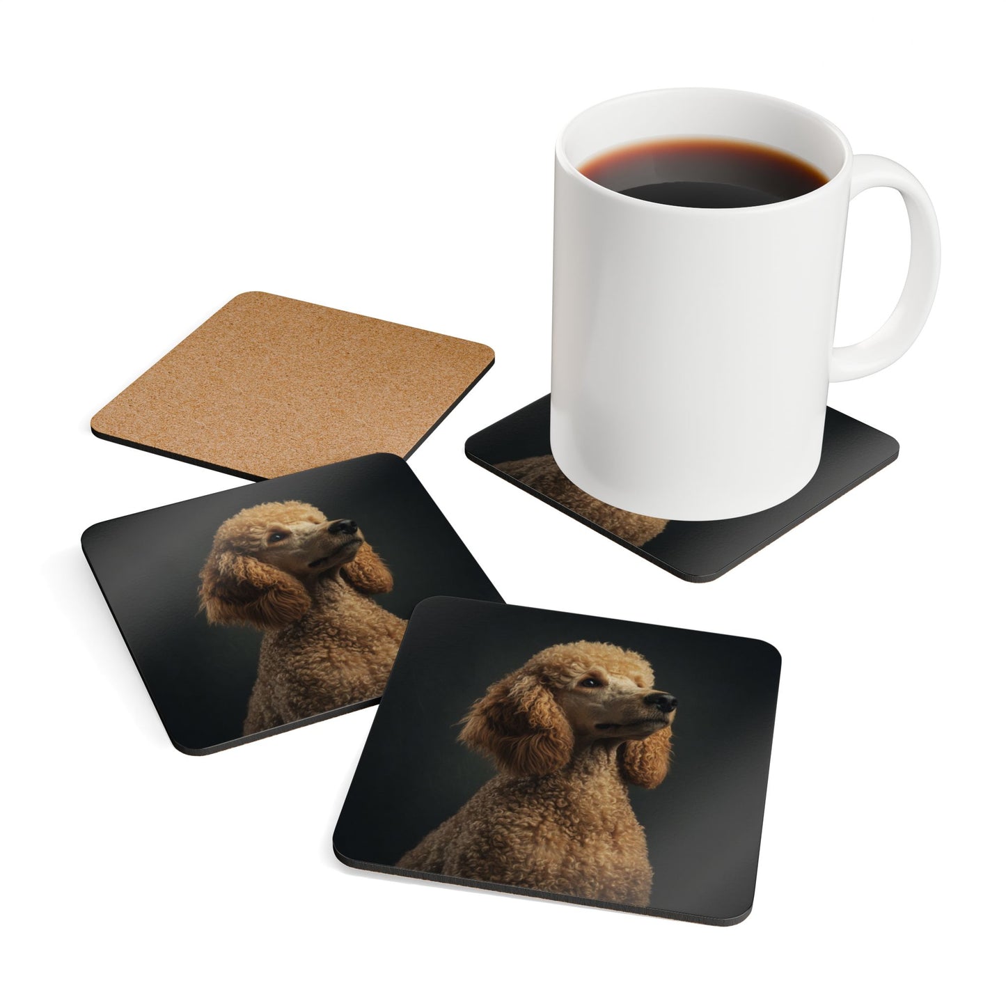 Poodle Portrait Cork Coaster Set