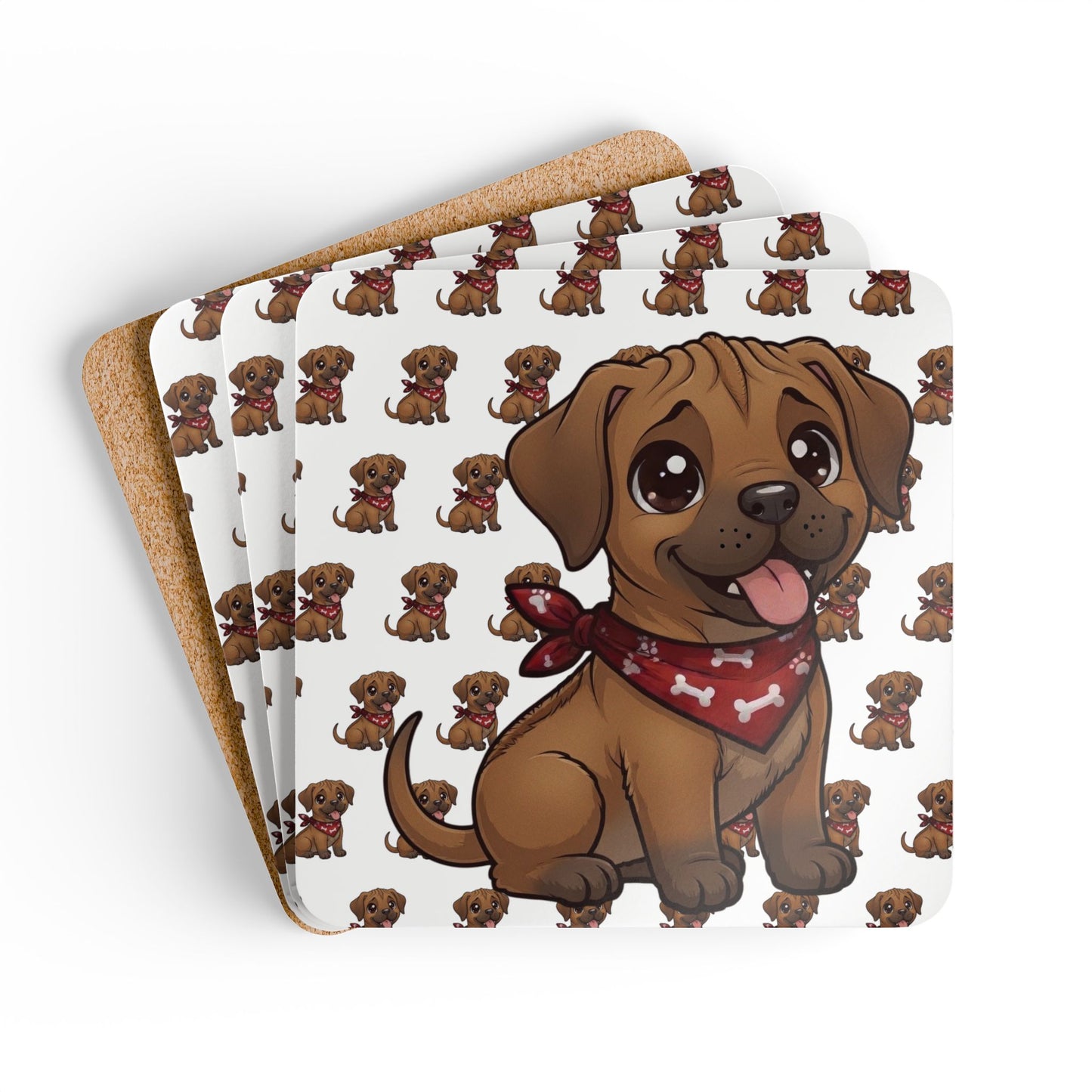 Rhodesian Ridgeback Chibi Cork Coaster Set
