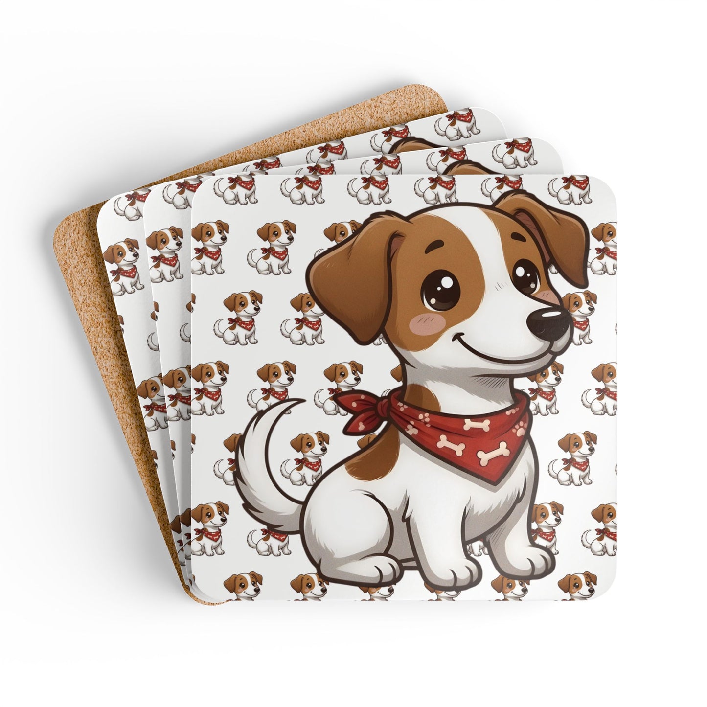 Jack Russell Chibi Cork Coaster Set
