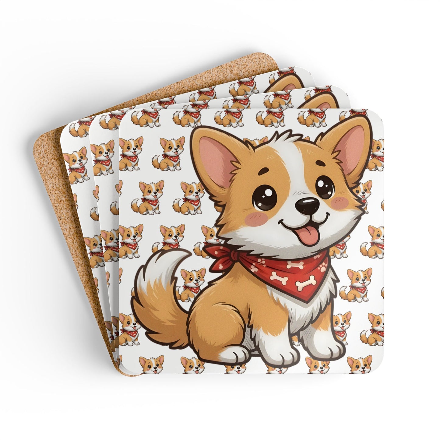 Corgi Chibi Cork Coaster Set