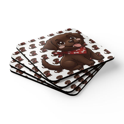Chocolate Labrador Chibi Cork Coaster Set