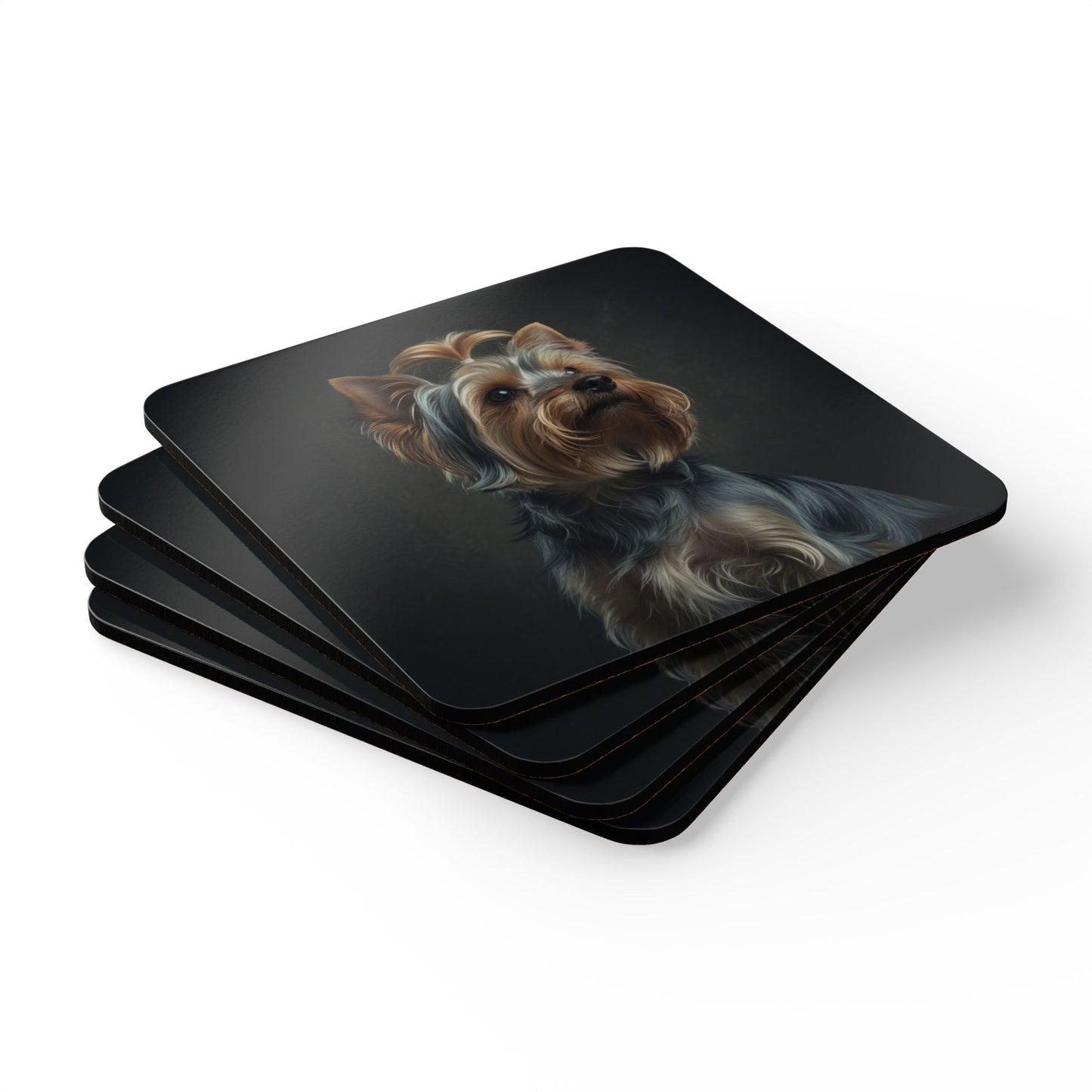 Yorkshire Terrier Portrait Cork Coaster Set