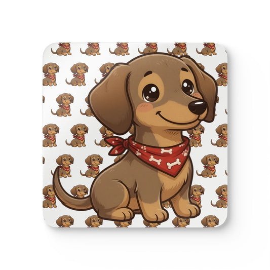 Dachshund Chibi Cork Coaster Set