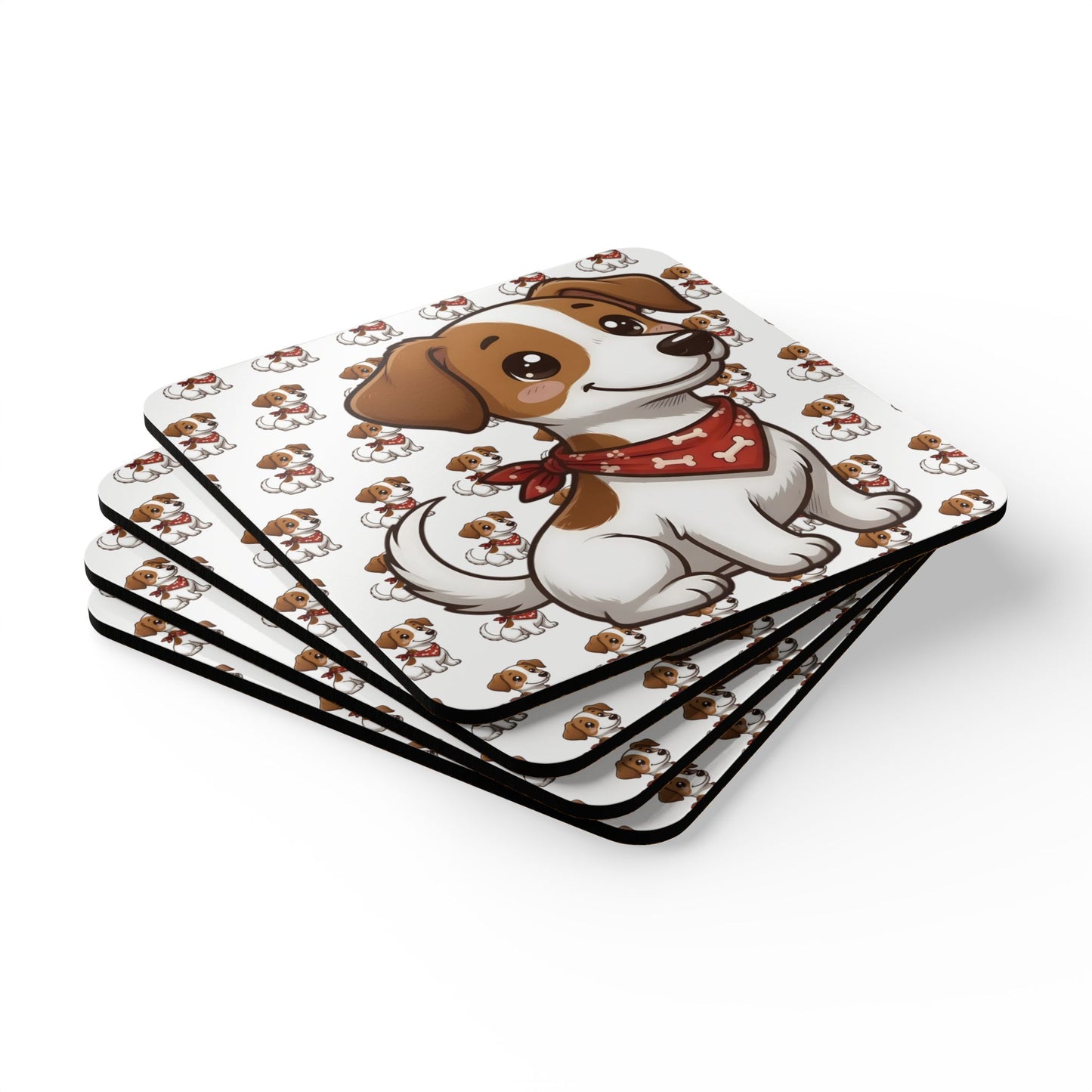 Jack Russell Chibi Cork Coaster Set