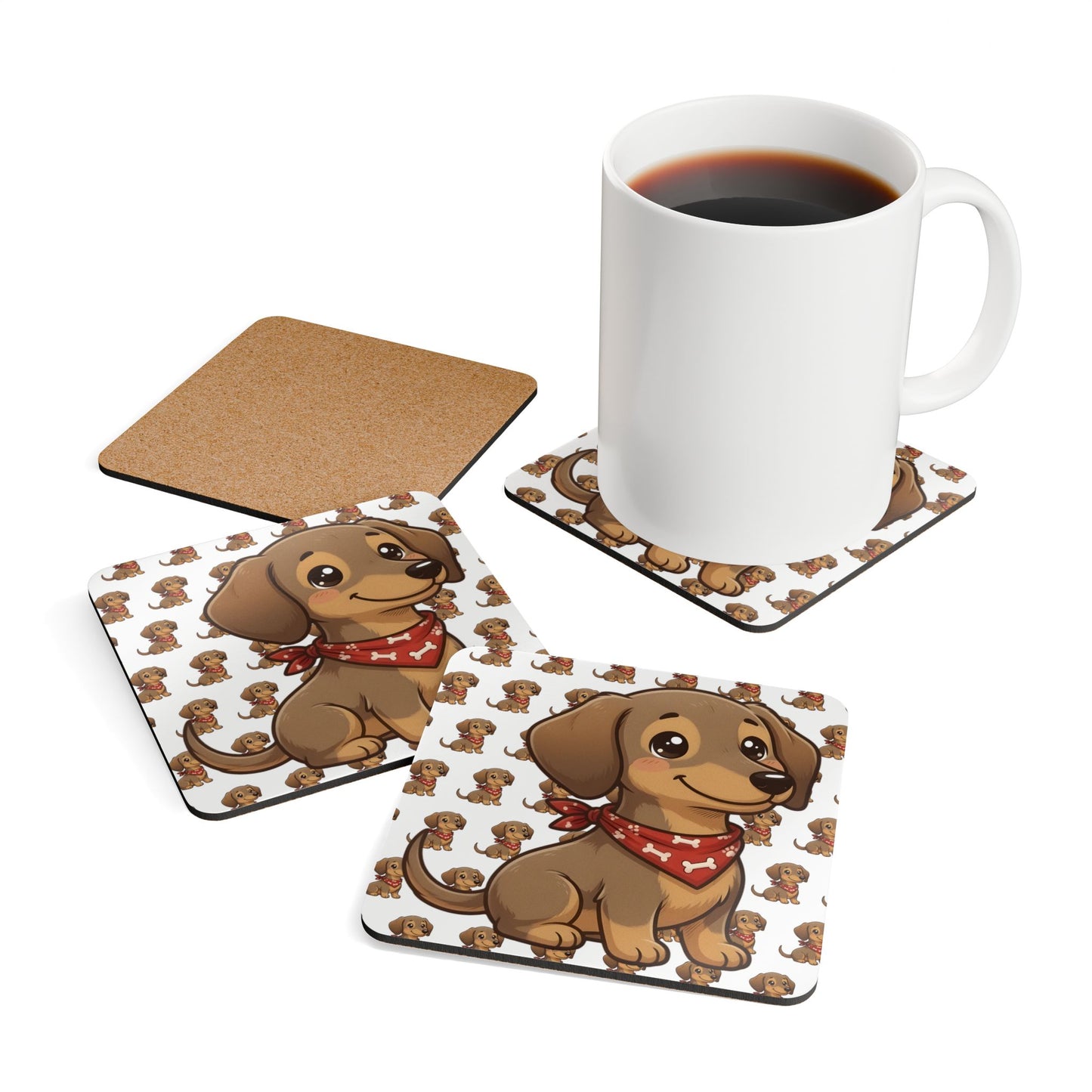 Dachshund Chibi Cork Coaster Set