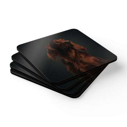 Irish Red Setter Portrait Cork Coaster Set