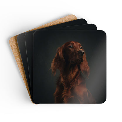 Irish Red Setter Portrait Cork Coaster Set