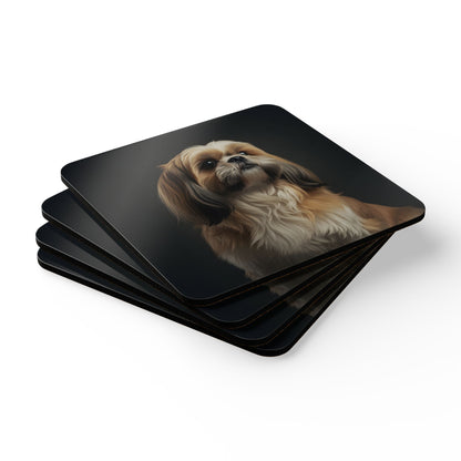 Shih Tzu Portrait Cork Coaster Set