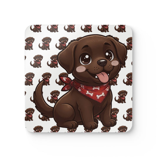 Chocolate Labrador Chibi Cork Coaster Set