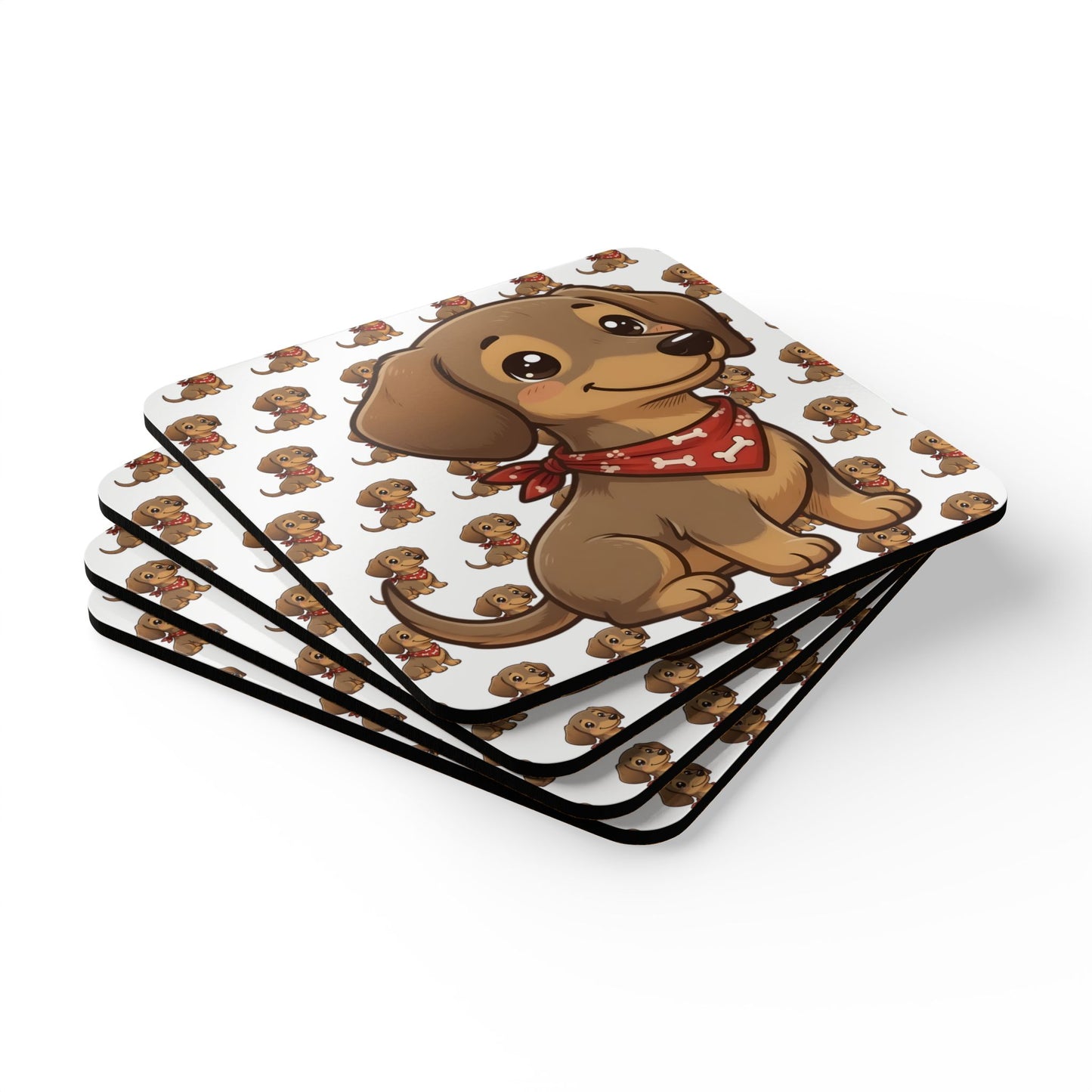 Dachshund Chibi Cork Coaster Set