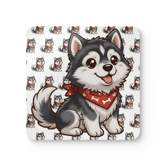 Siberian Husky Chibi Cork Coaster Set
