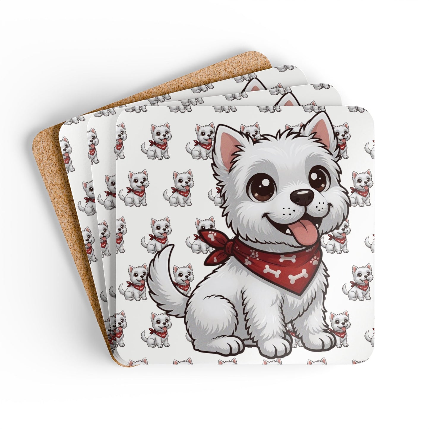 West Highland Terrier Chibi Cork Coaster Set
