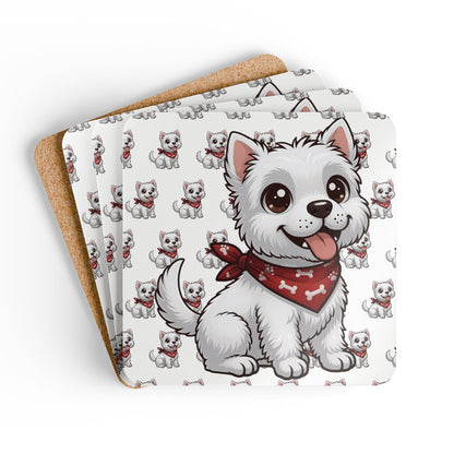 West Highland Terrier Chibi Cork Coaster Set