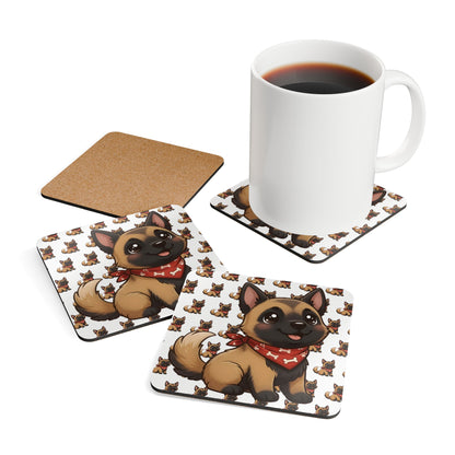 Belgian Malinois Chibi Cork Coaster Set