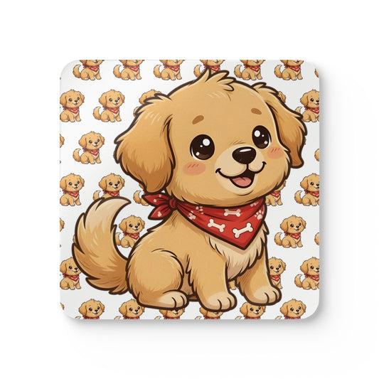 Golden Retriever Chibi Cork Coaster Set