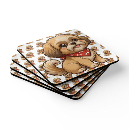 Shih Tzu Chibi Cork Coaster Set