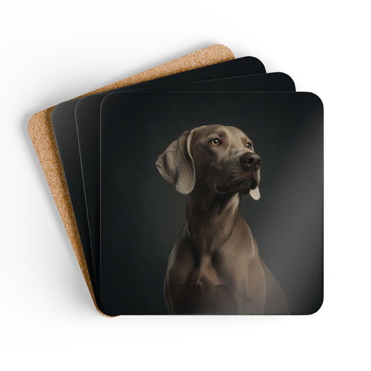 Weimaraner Portrait Cork Coaster Set