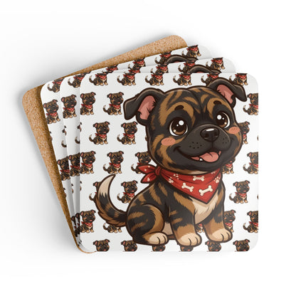 Staffordshire Bull Terrier Chibi Cork Coaster Set