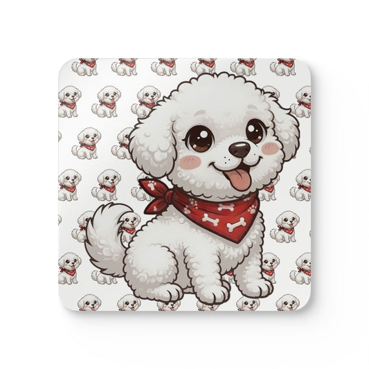 Bichon Frise Chibi Cork Coaster Set