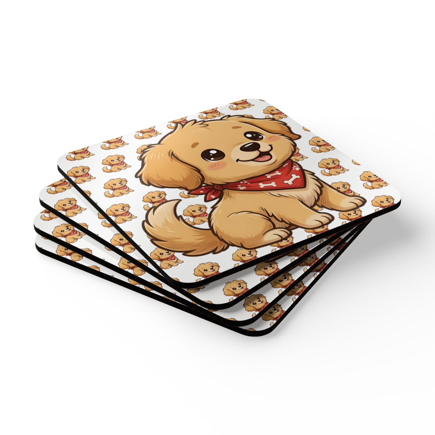 Golden Retriever Chibi Cork Coaster Set