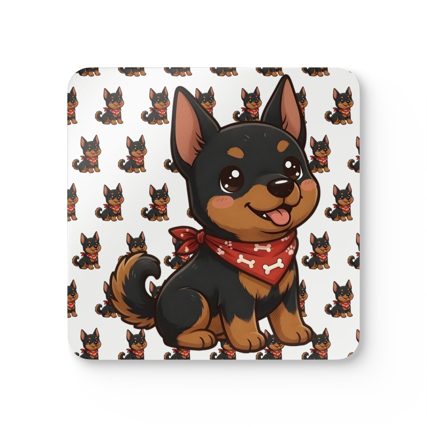 Doberman Chibi Cork Coaster Set