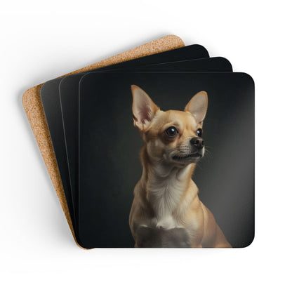 Chihuahua Portrait Cork Coaster Set