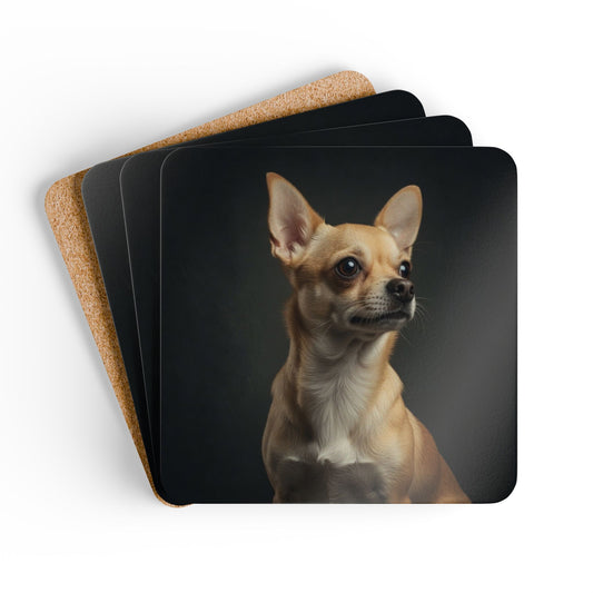 Chihuahua Portrait Cork Coaster Set