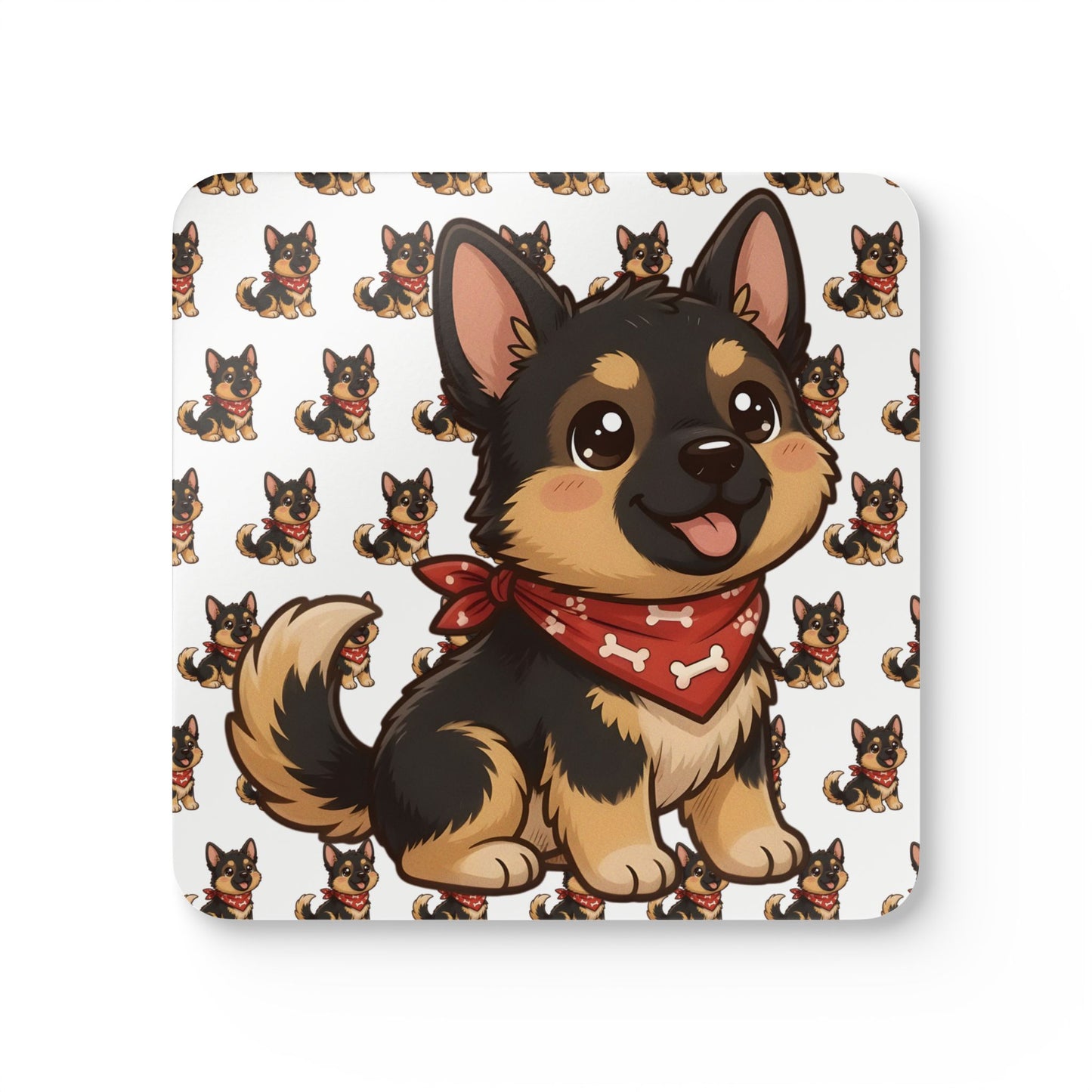 German Shepherd Chibi Cork Coaster Set