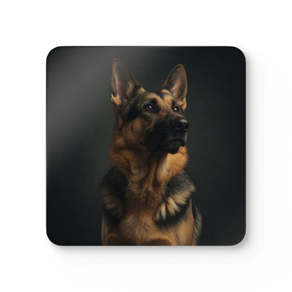 German Shepherd Portrait Cork Coaster Set