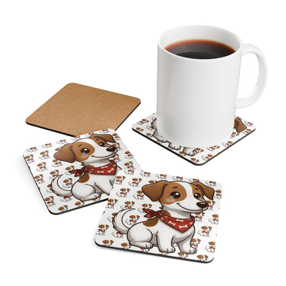 Jack Russell Chibi Cork Coaster Set