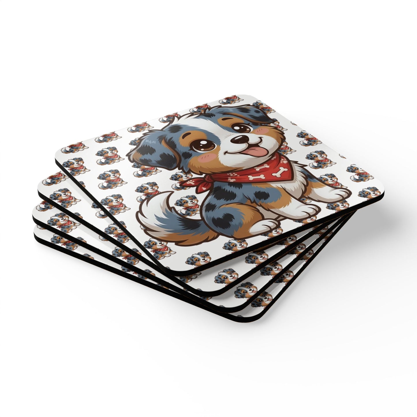 Australian Shepherd Chibi Cork Coaster Set