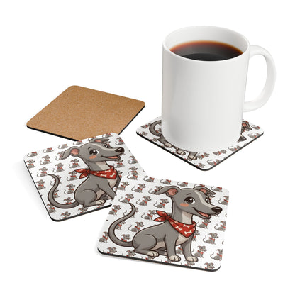 Greyhound Chibi Cork Coaster Set