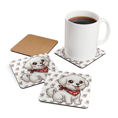 Bichon Frise Chibi Cork Coaster Set