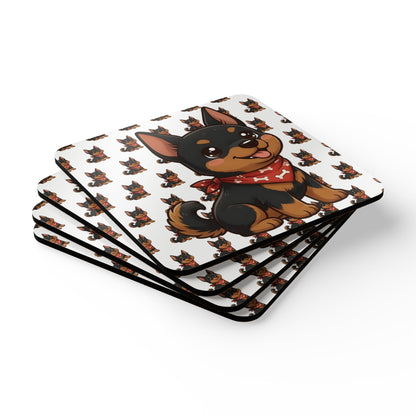 Doberman Chibi Cork Coaster Set