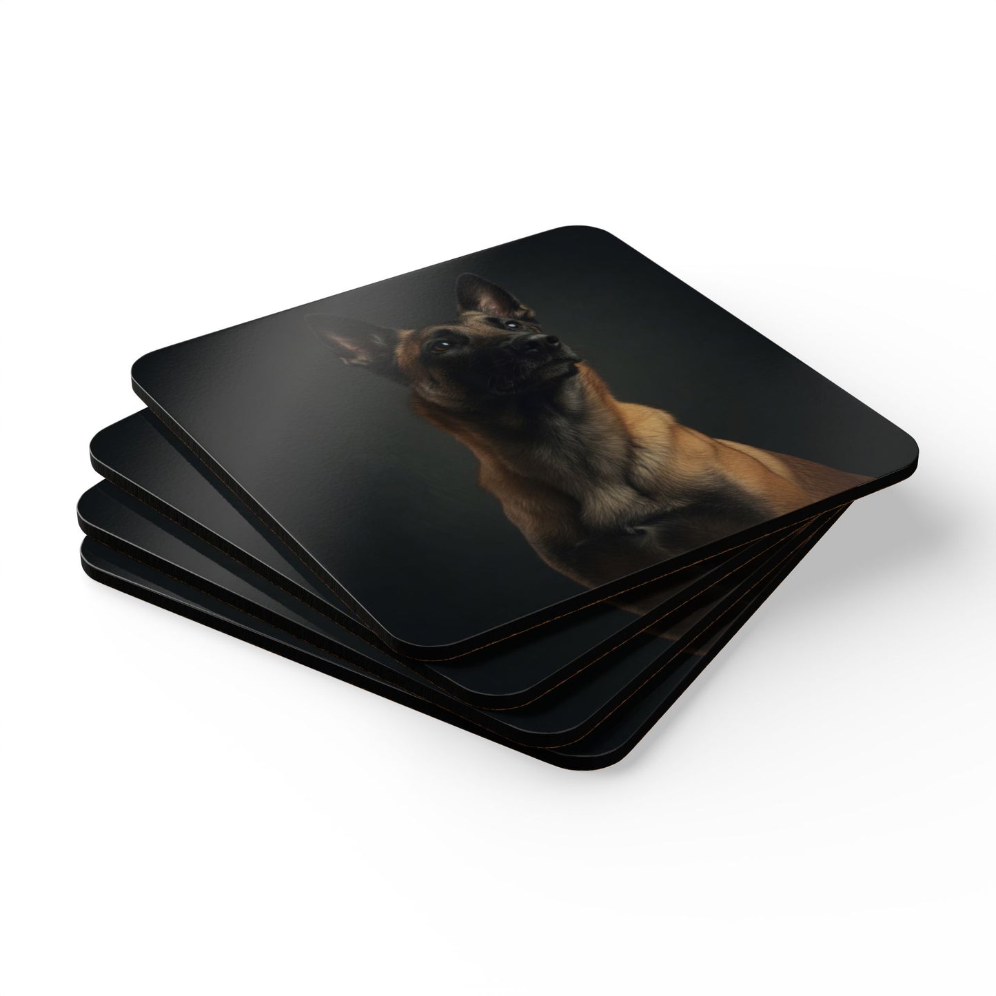 Belgian Malinois Portrait Cork Coaster Set