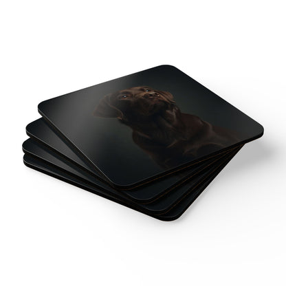Chocolate Labrador Portrait Cork Coaster Set