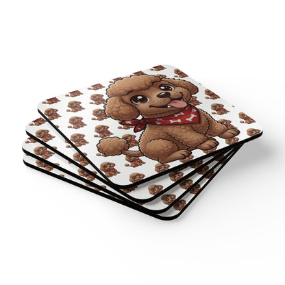 Poodle Chibi Cork Coaster Set