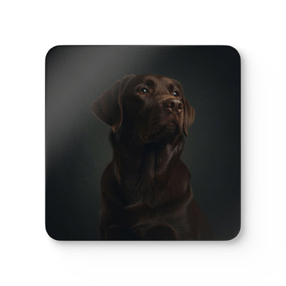 Chocolate Labrador Portrait Cork Coaster Set