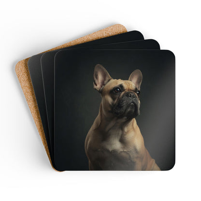 French Bulldog Portrait Cork Coaster Set