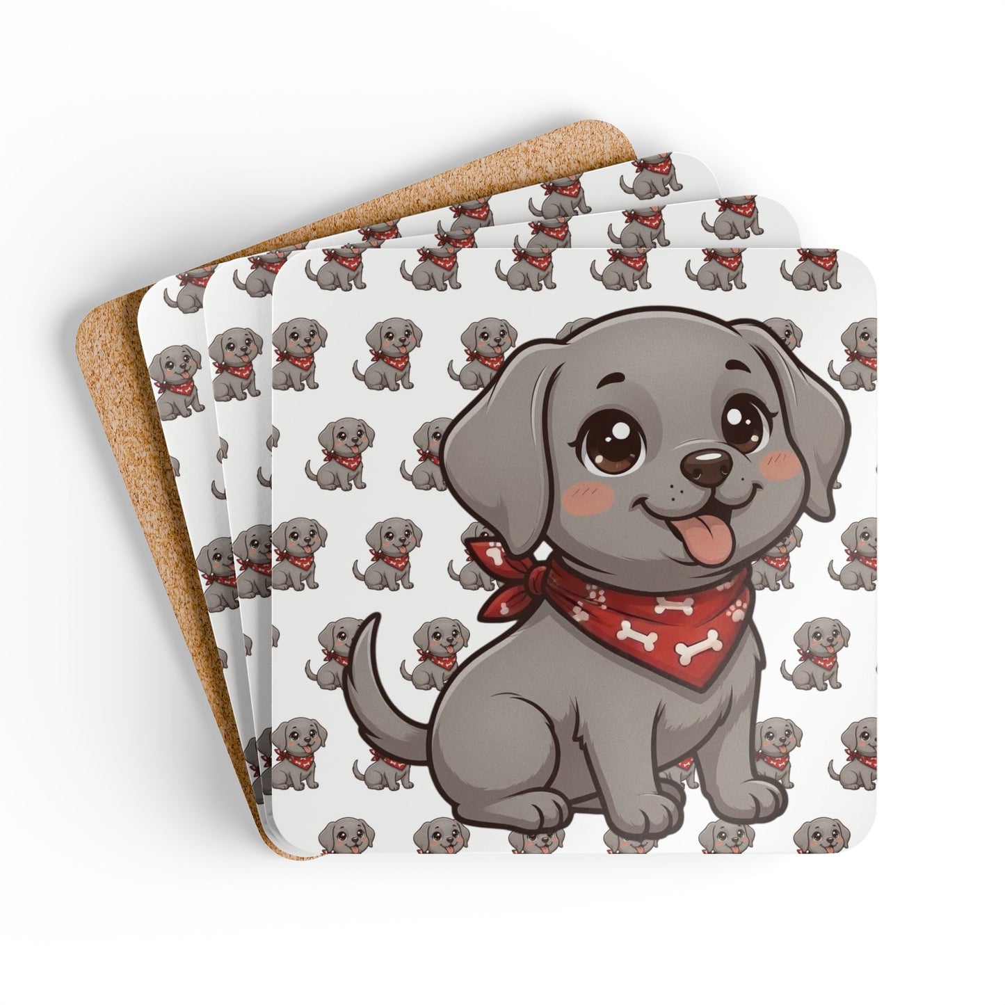 Weimaraner Chibi Cork Coaster Set