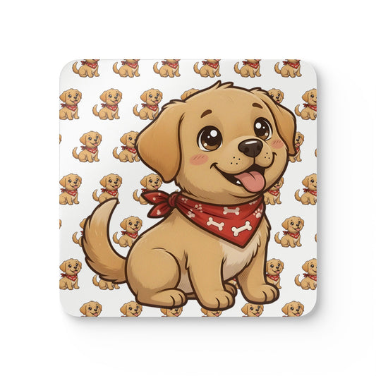 Yellow Labrador Chibi Cork Coaster Set