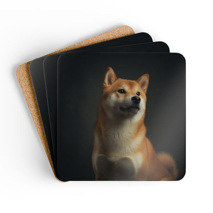 Shiba Inu Portrait Cork Coaster Set