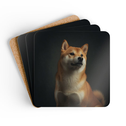 Shiba Inu Portrait Cork Coaster Set