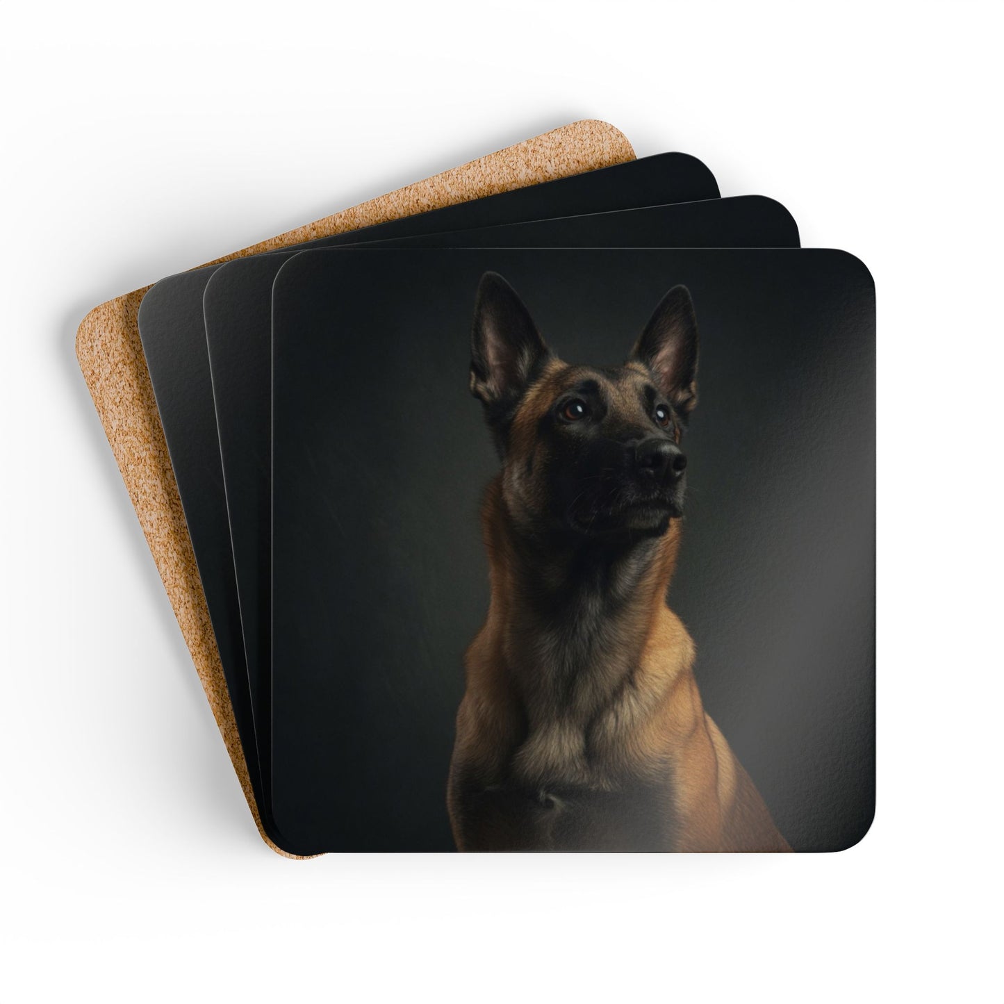 Belgian Malinois Portrait Cork Coaster Set