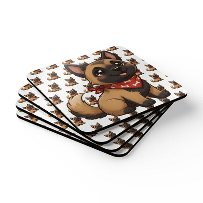 Belgian Malinois Chibi Cork Coaster Set