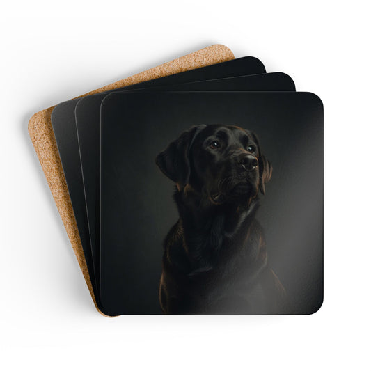 Black Labrador Cork Coaster Set
