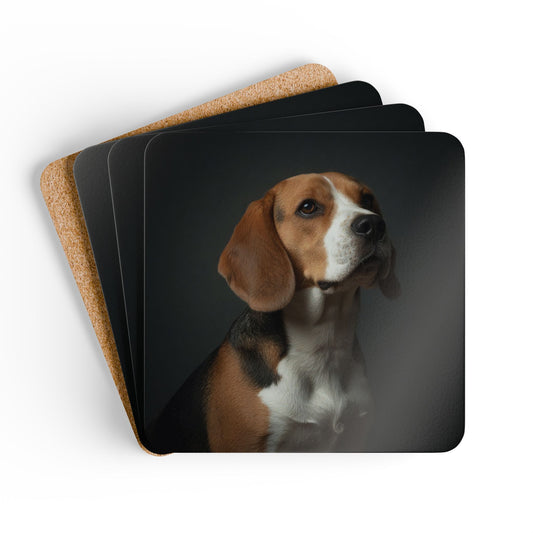 Beagle Portrait Cork Coaster Set