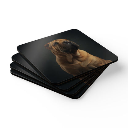 Shar Pei Portrait Cork Coaster Set