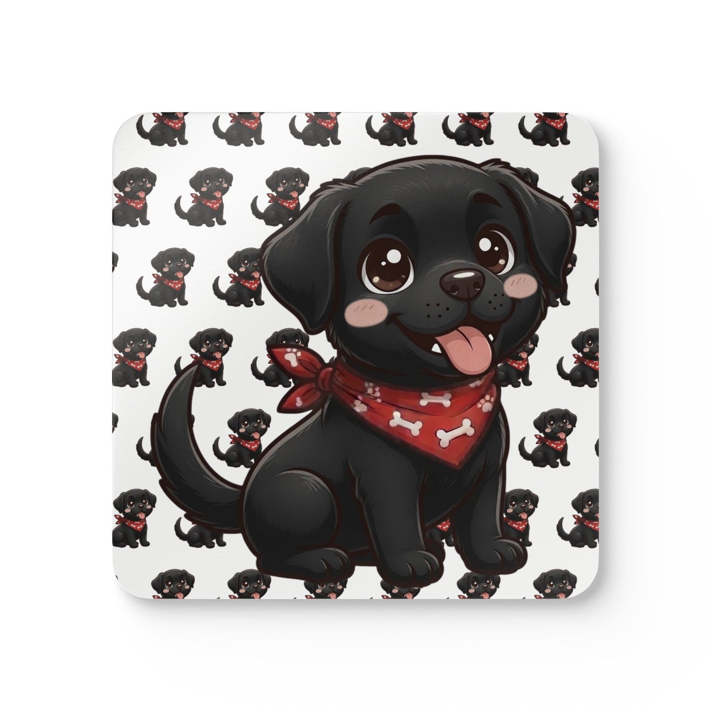 Black Labrador Chibi Cork Coaster Set
